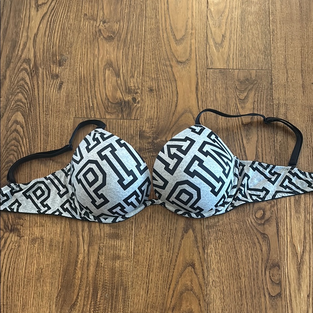 PINK Victoria's Secret Gray and Black Bra